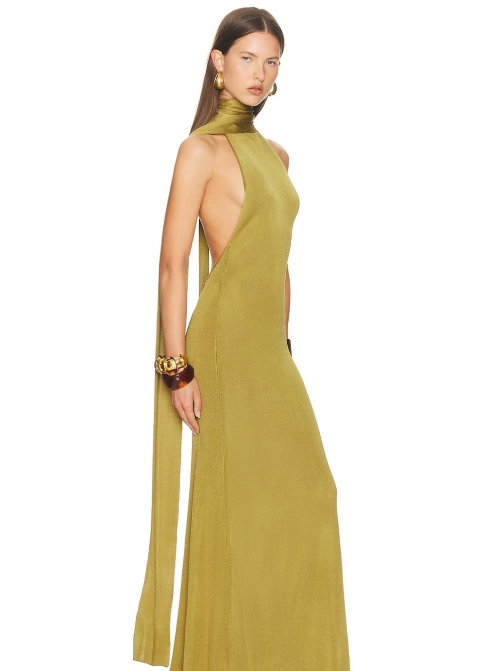 Novie Maxi Knit Dress in Burnished Gold